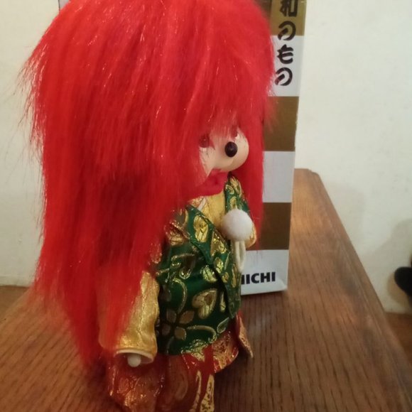 COPY - NWT  Authentic Limited Edition Monchhichi Kabuki Doll 8" (20 cm) . Red. - Picture 7 of 8